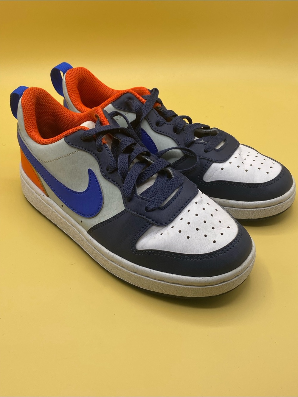 Nike Court Borough Low Recraft GS "Midnight Navy Team Orange" - Picture 1 of 4